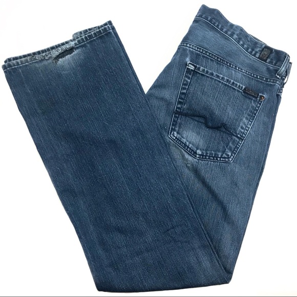 7 For All Mankind Bootcut Frayed Hem Jeans 36X33 - Picture 9 of 14